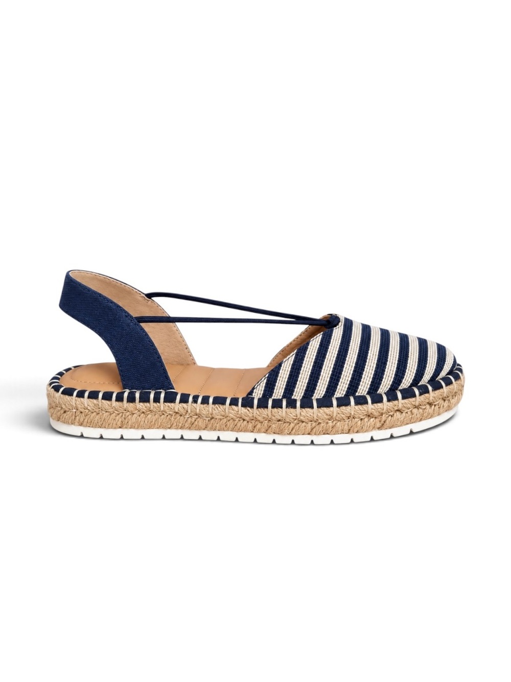 Kelly & Katie Cacie Espadrille Slingback Sandals Navy White Stripe Size 9